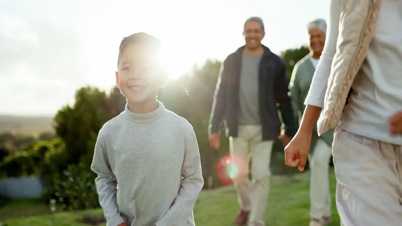 Fun nature and grandparents walking