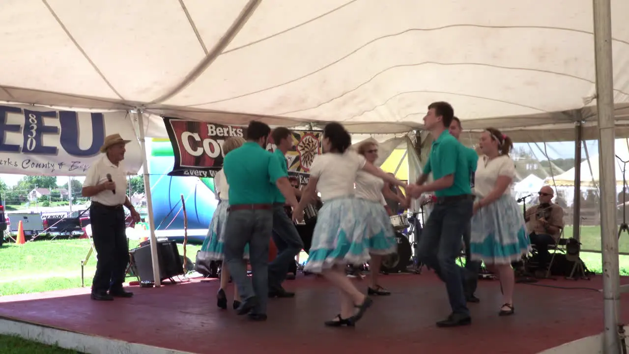 Kutztown Pennsylvania July 1 2019 young people dancing at the Kutztown Fair in Kutztown Pennsylvania on July 1 2019