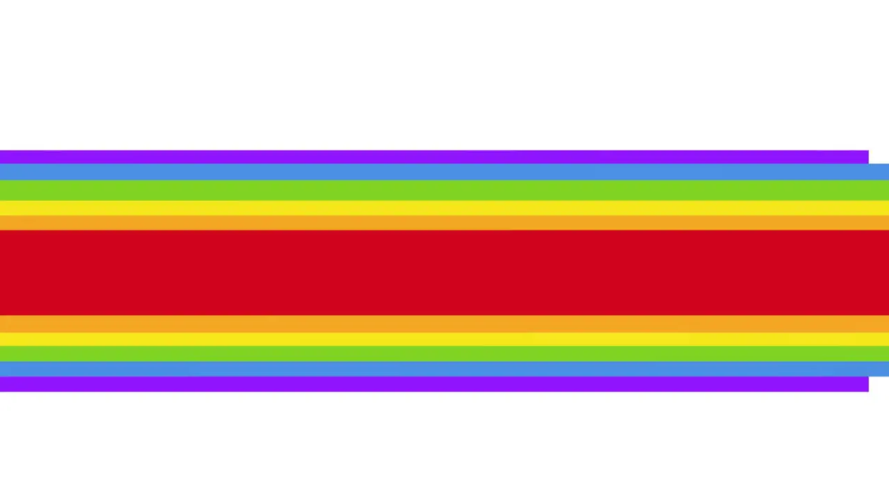 Animation of pride text over rainbow stripes