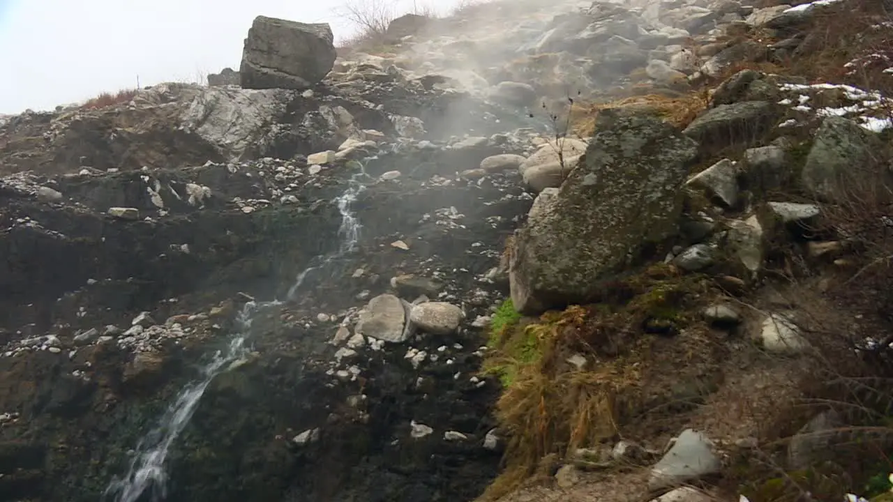 Spring Creek Waterfalls On Rock Mountains In Boise National Forest Idaho United States