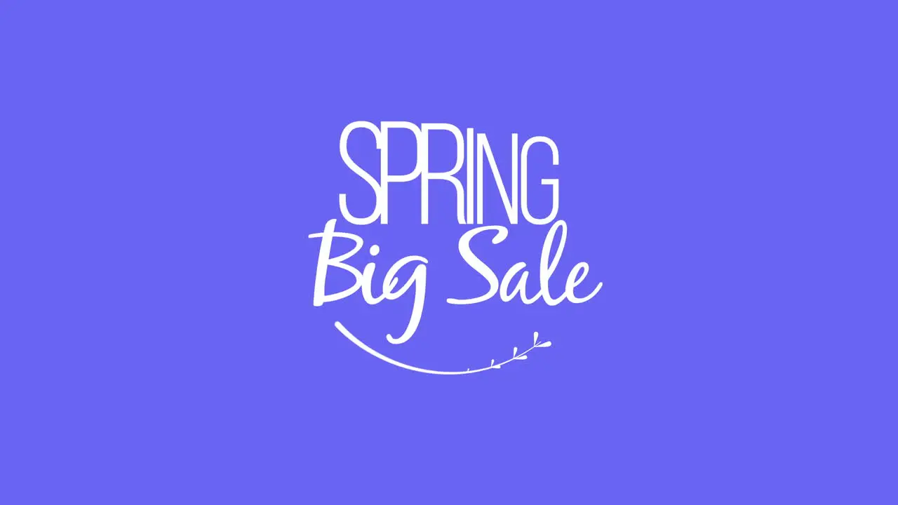 Spring Big Sale white text in wreath on blue background