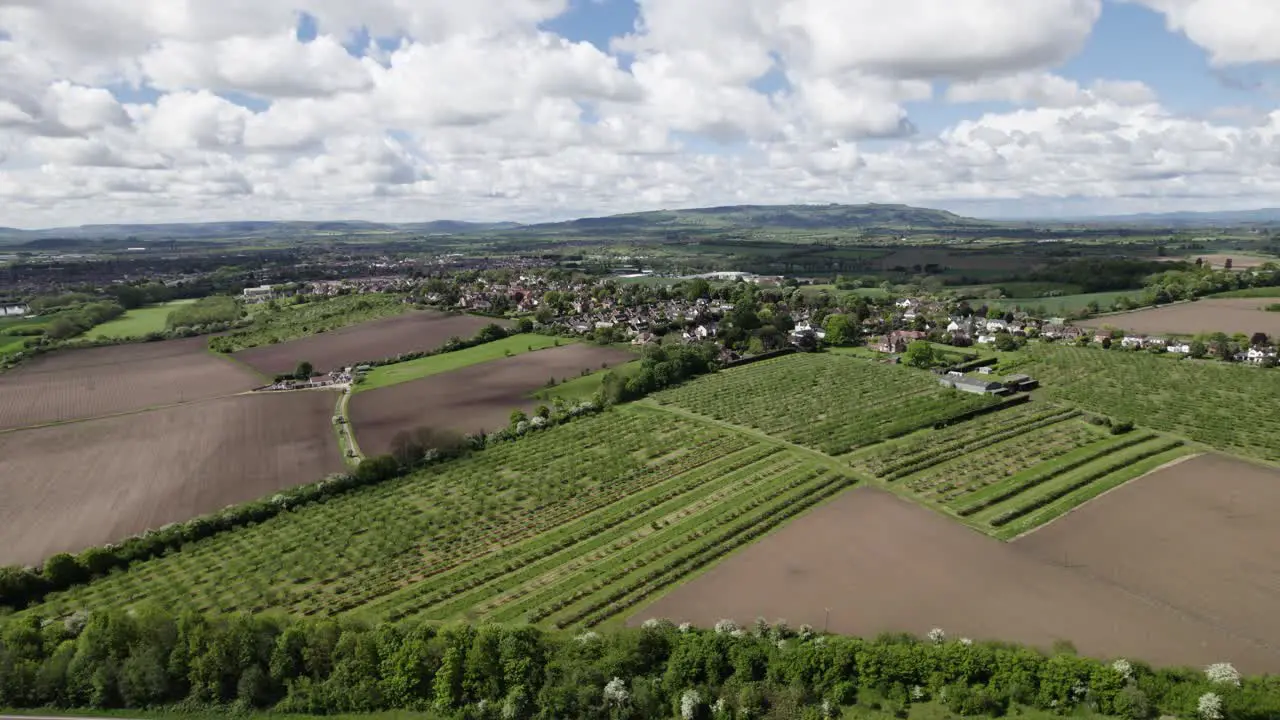 North Evesham Orchards Spring Season Aerial Landscape Worcestershire