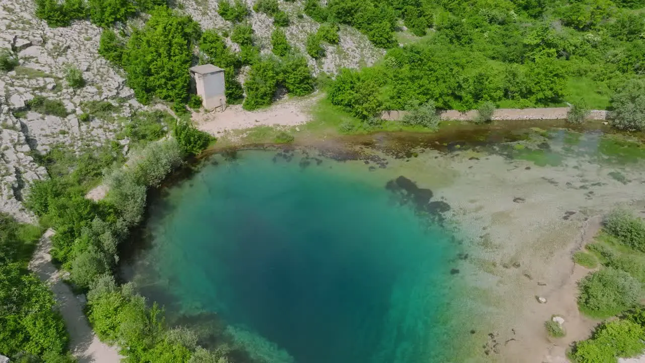 Calm Blue Waters Of Cetina River Spring In Croatia