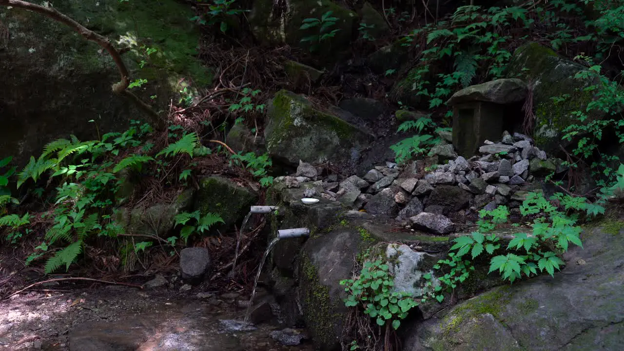 Fresh Water Flowing From The Mountain Spring In Japan