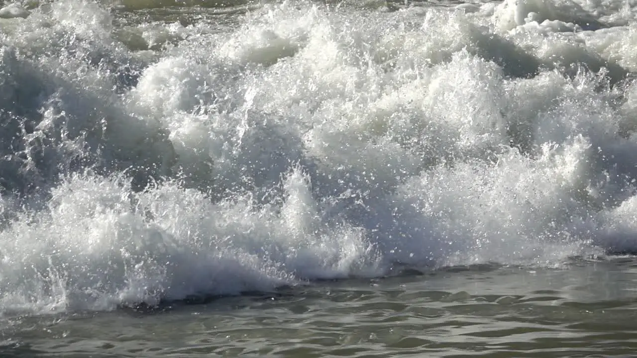 Slow motion view of water splashing on the waterfalls river