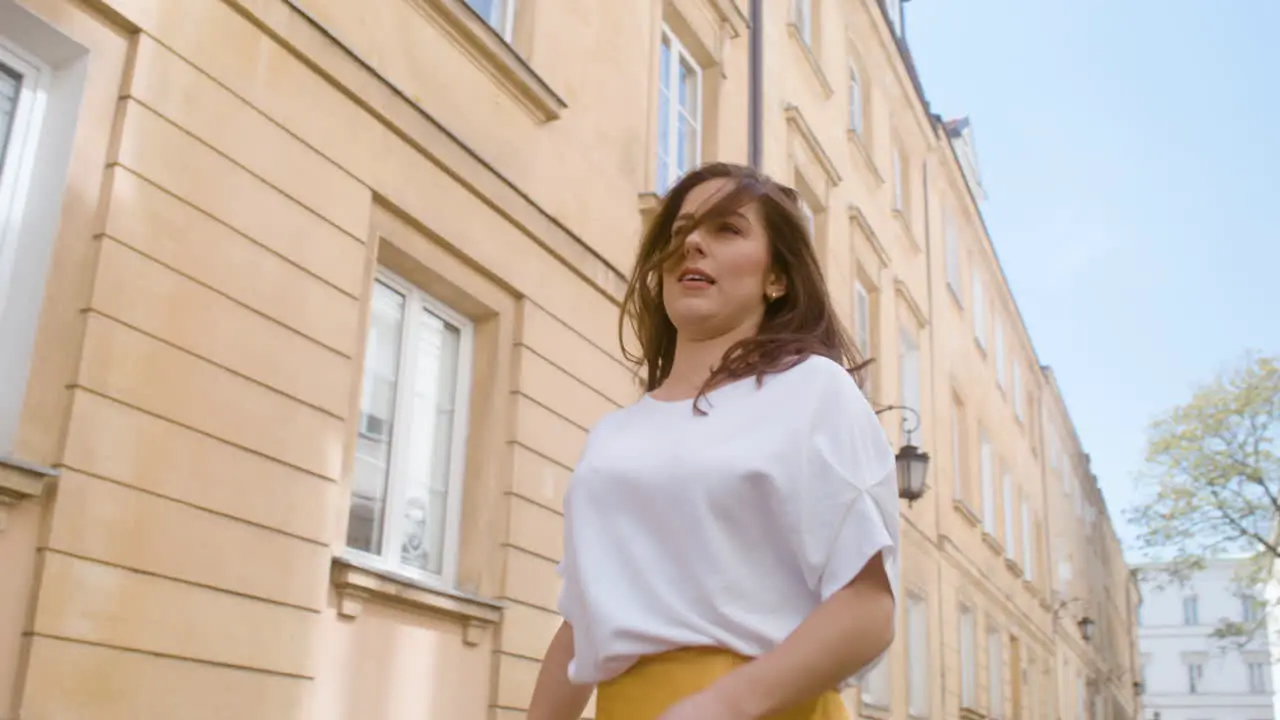 Beautiful Woman Dancing Latin Dance Alone In The Old Town Street 2