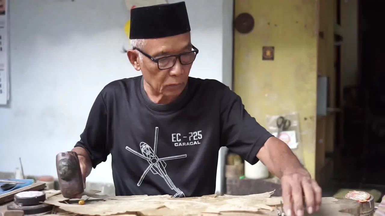 Process of making Wayang shadow puppet