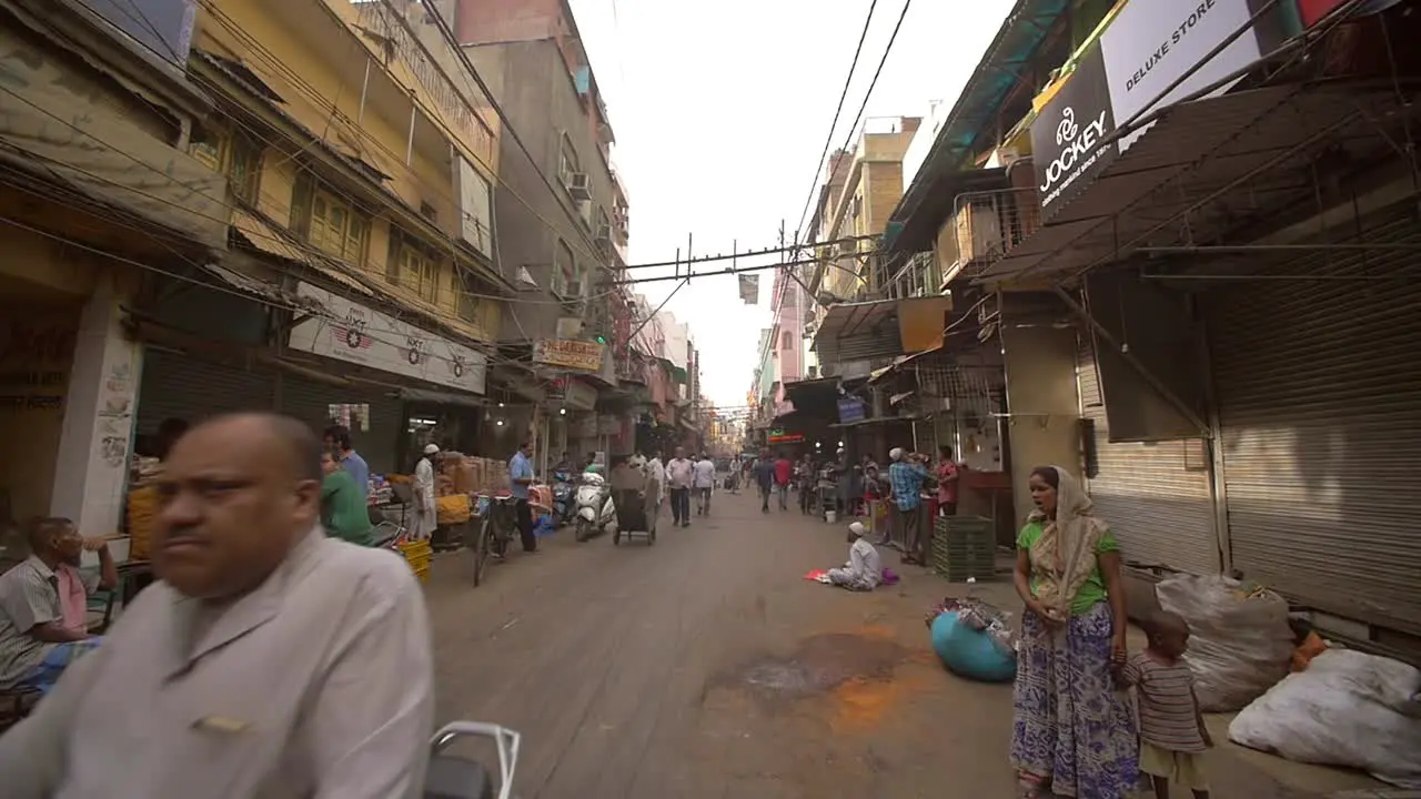 Slow Motion Shot of a Wide Delhi Street