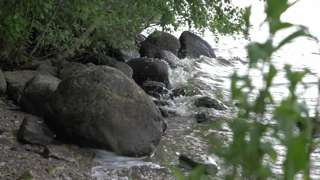 Slow Motion Waves at the Coast with Rocks