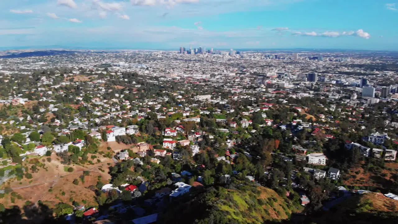 Drone flying over Los Angeles USA