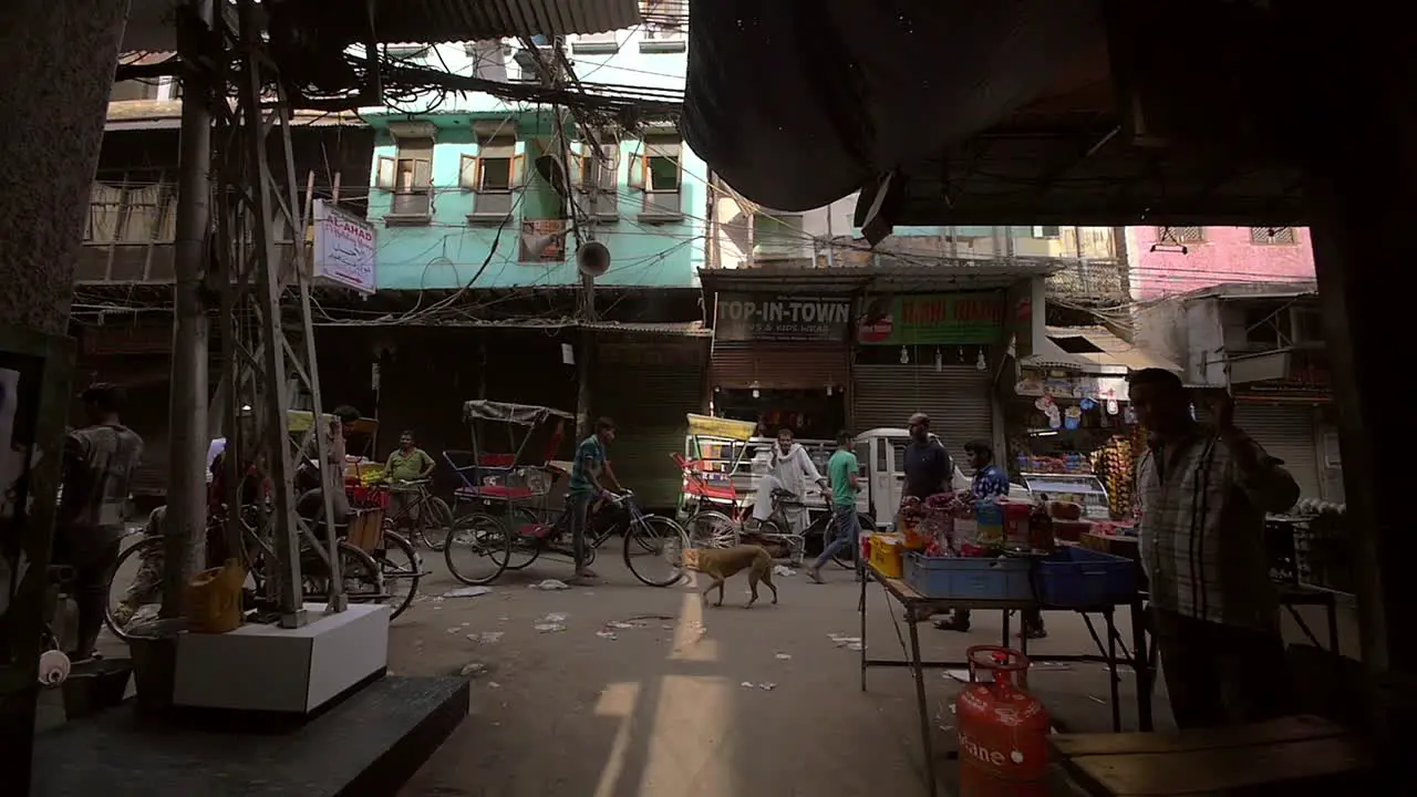 Slow Motion Shot of Grimy Delhi Streets