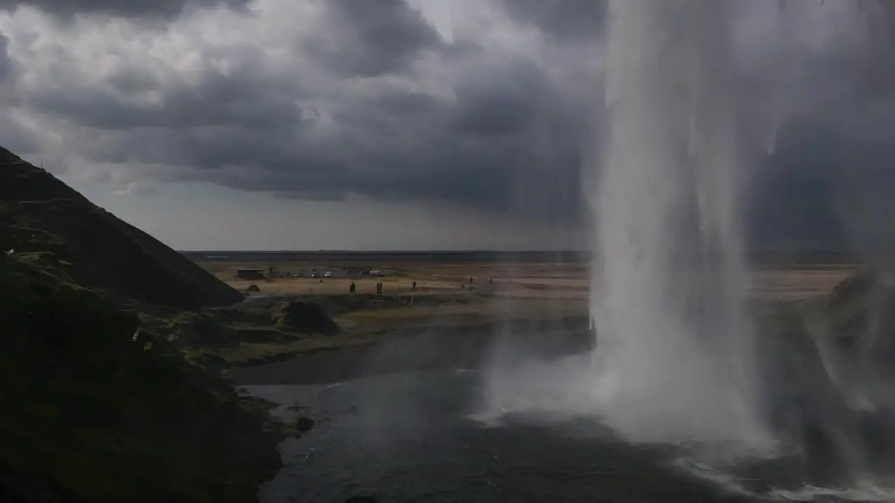 Iceland Waterfall Seljalandsfoss Slow Motion Aerial Drone 11mp4