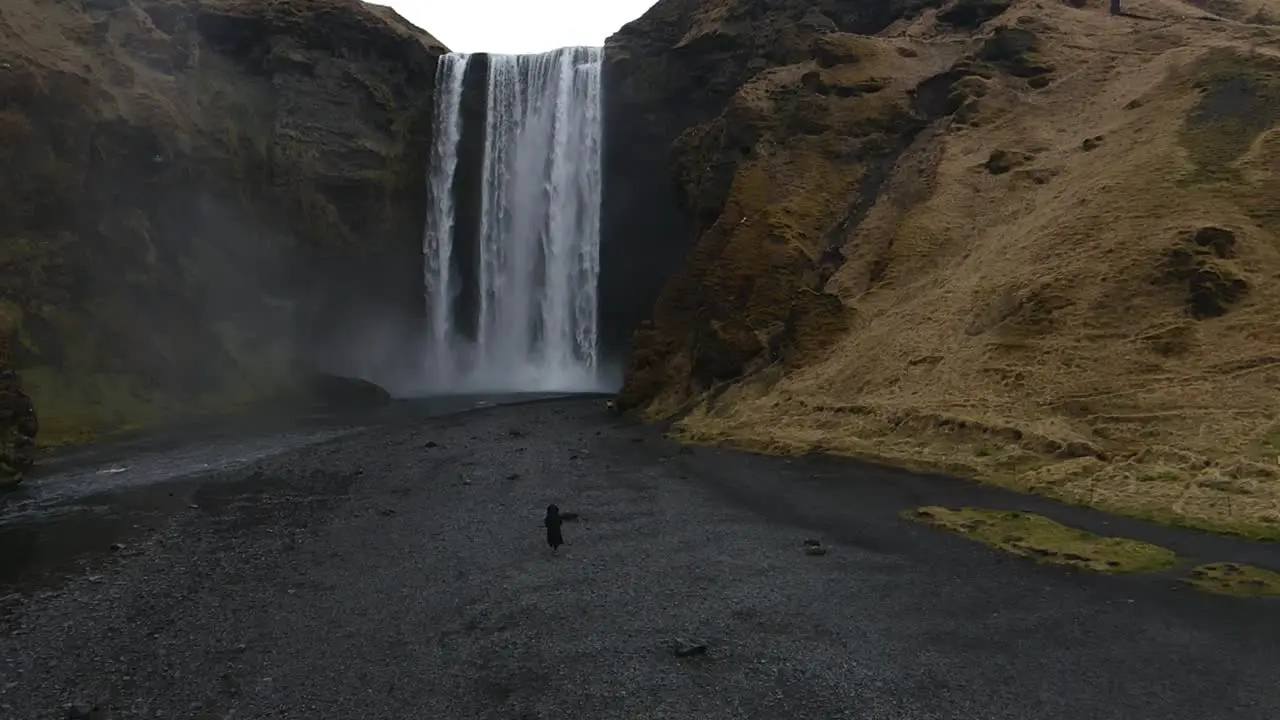 Iceland Waterfall Skogafoss Slow Motion Aerial Drone 2mp4