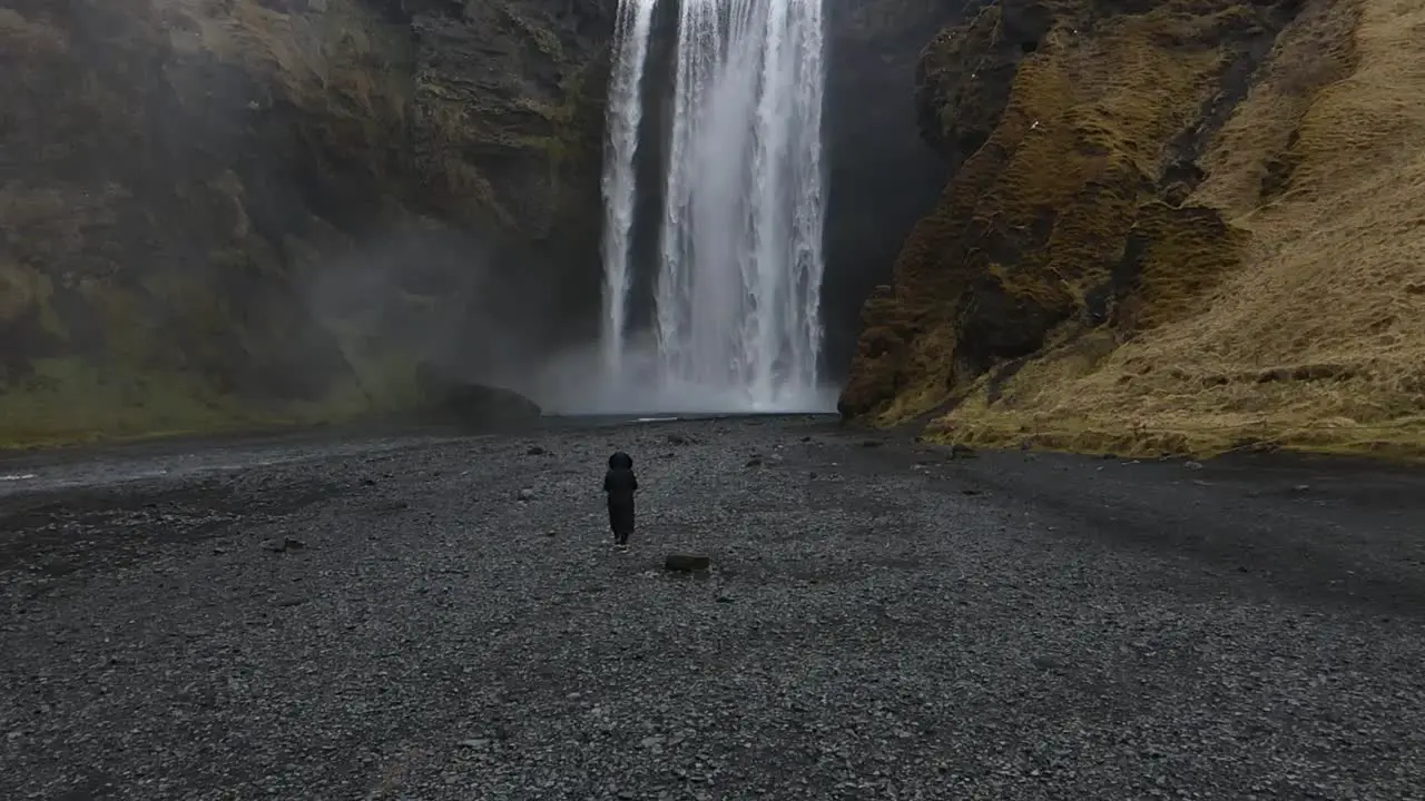 Iceland Waterfall Skogafoss Slow Motion Aerial Drone 3mp4