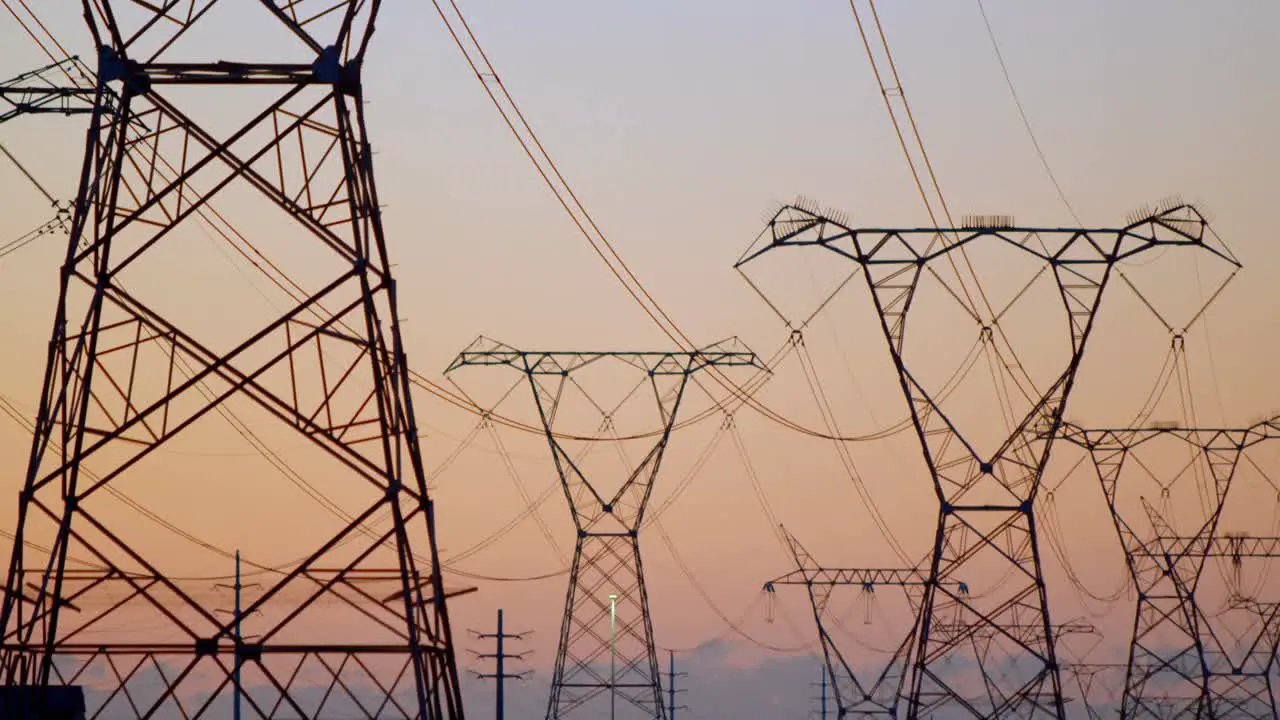 Electric poles during sunset 4K 4k