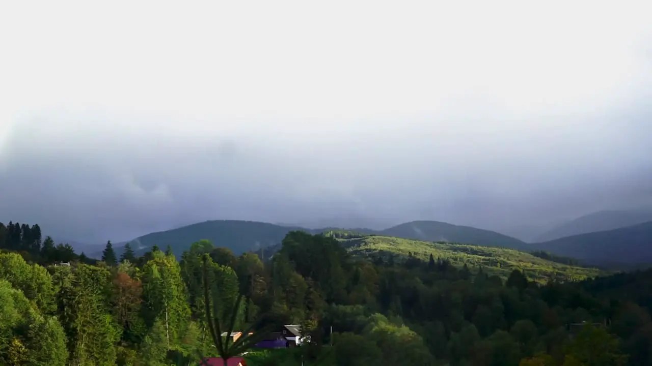 Panoramic  close up shot of mountains with rainbow