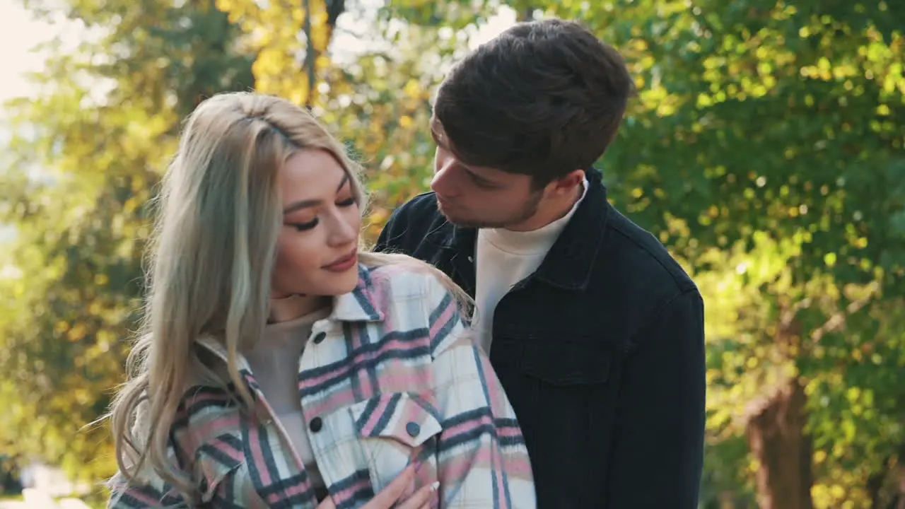 Romantic Man Kisses Girlfriend On The Cheek