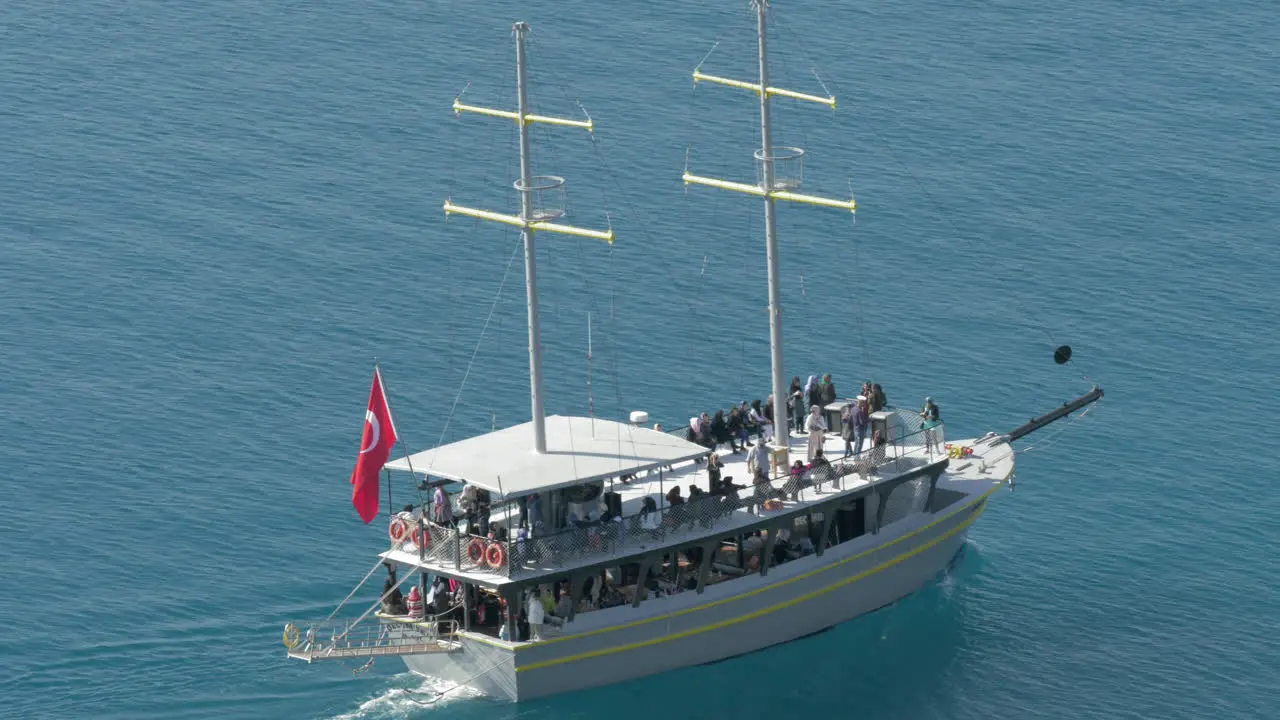 Turkish ship with tourists sailing in the sea