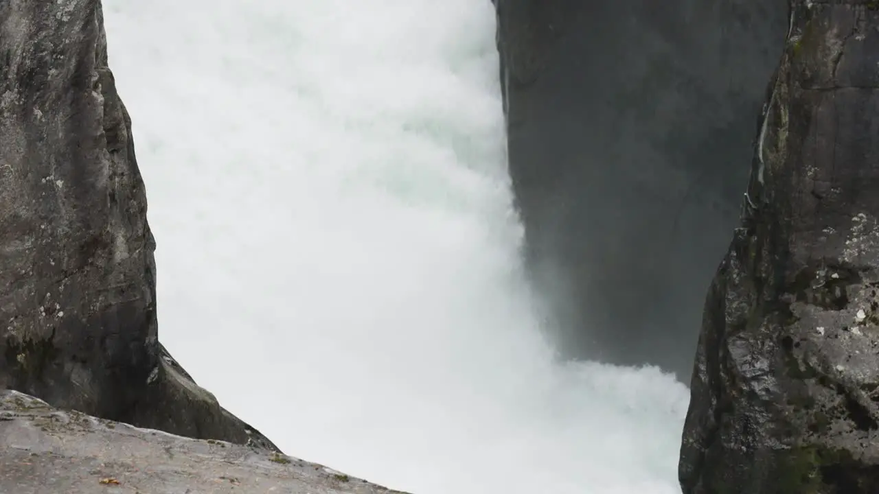 Close up of the bottom of a large powerful waterfall