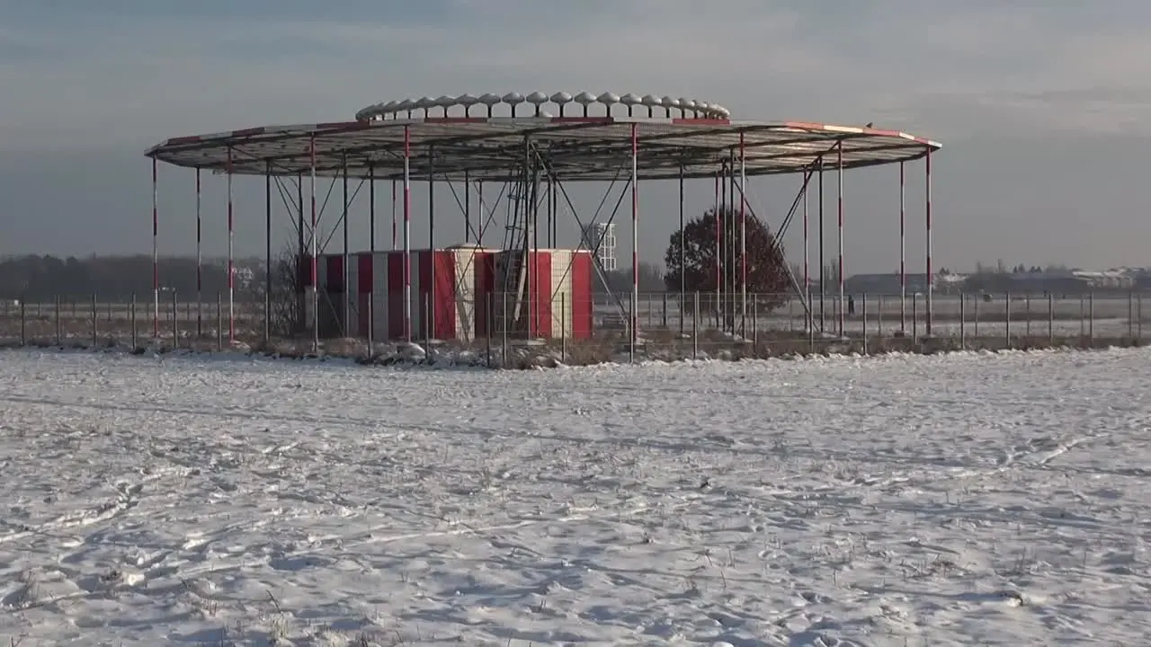 pan up weather station in the snow Tempelhof Airport Berlin Germany HD 7 secs 50 fps 00260