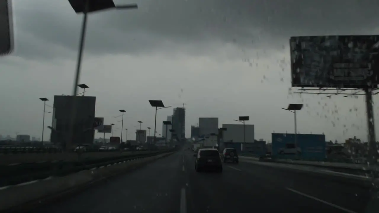 Mexico Raining on Highway