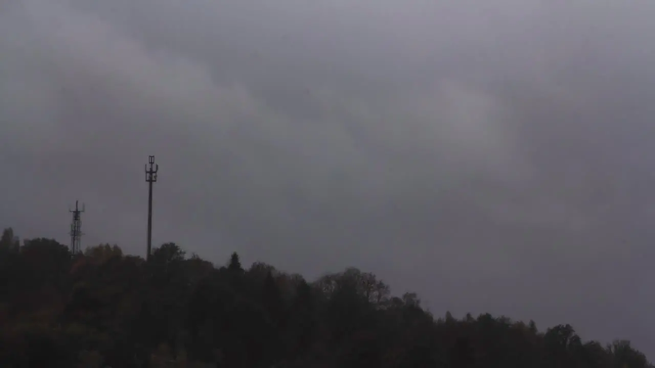 Timelapse of stormclouds and rain over thuringian forest