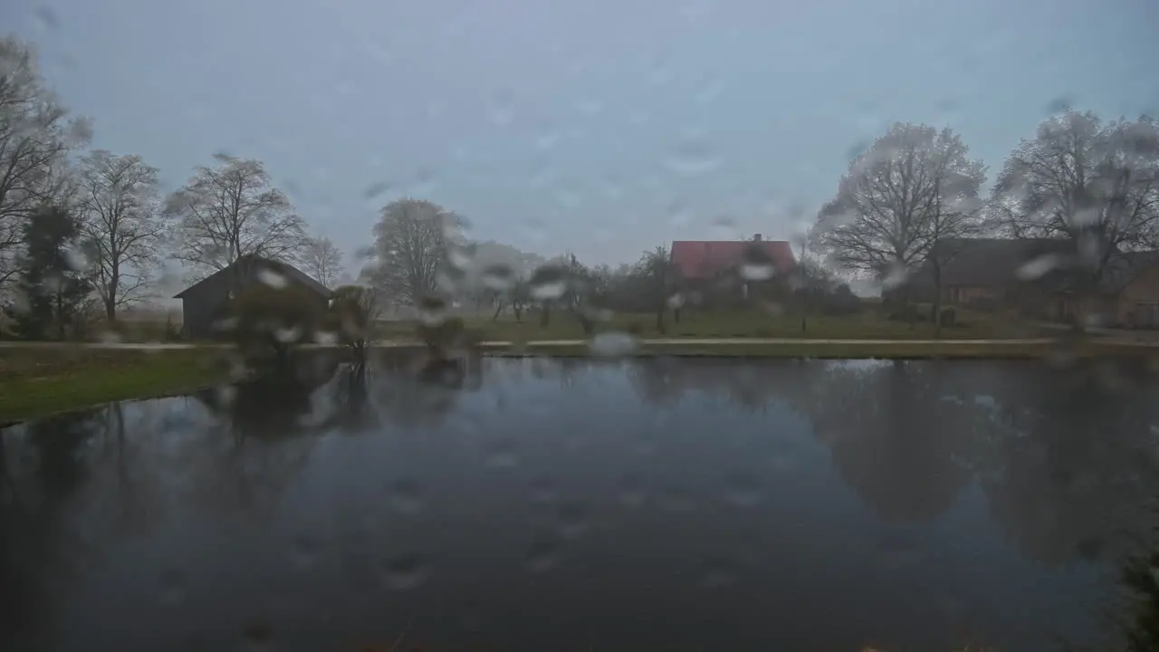 Time Lapse of All seasons at countryside Lakefront house landscape Weather concept