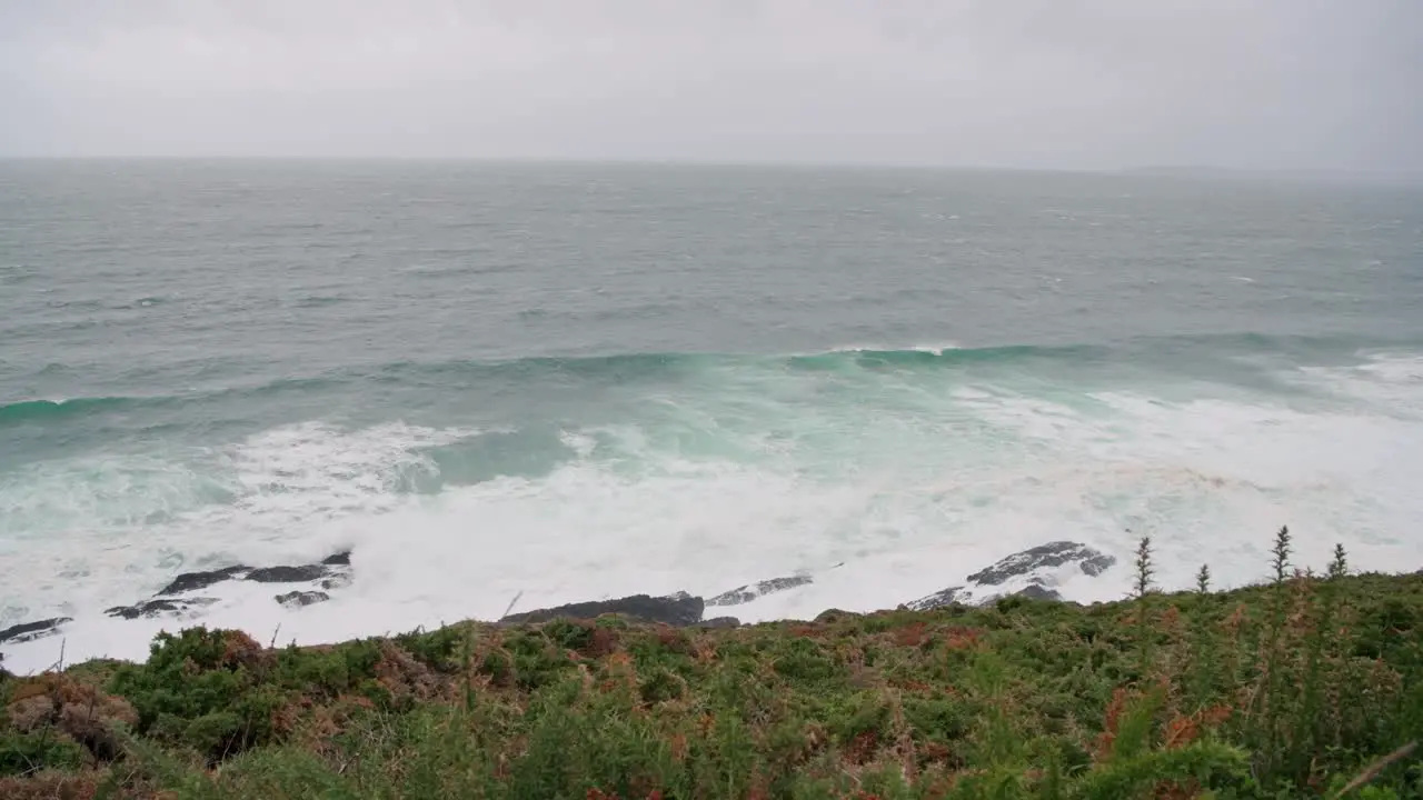 Rough waves breaking on the shore Galicia Spain