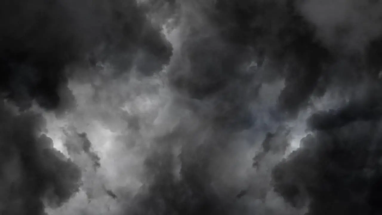 view entering cumulonimbus clouds with lightning strike