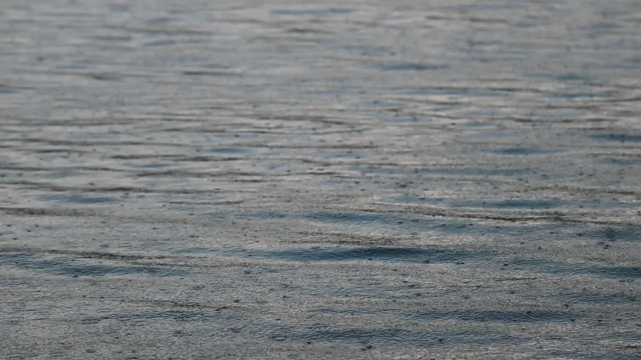 Heavy rain background in the lake