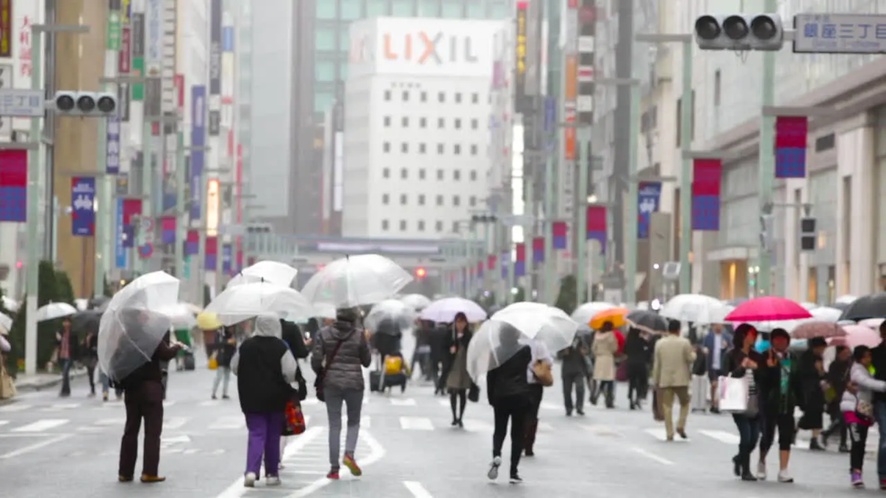 People walk on the rainy streets of Shanghai China 1