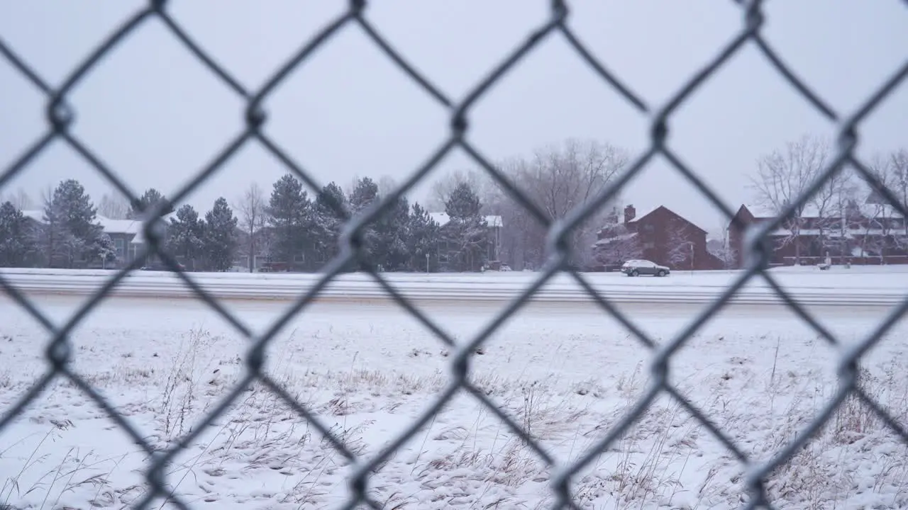 Cars driving on snow covered road