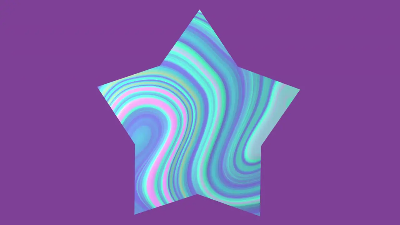 Animation of star shape over moving colourful background