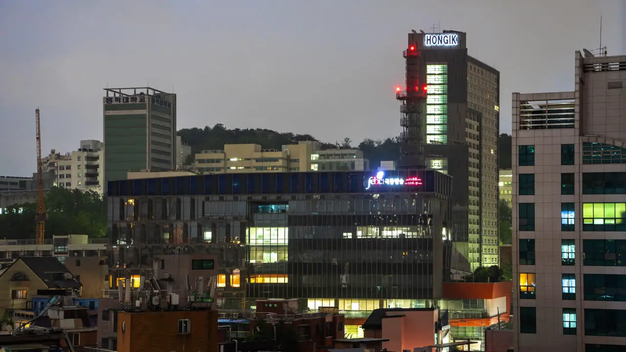 Experience the mesmerizing beauty of a rainy cloudy sunrise at Hongik University Seoul