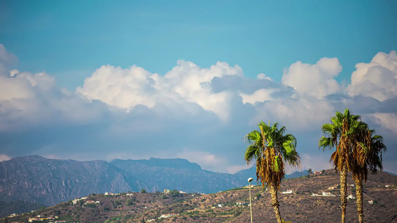 Timelapse Thick Clouds Building Over Mountain Range