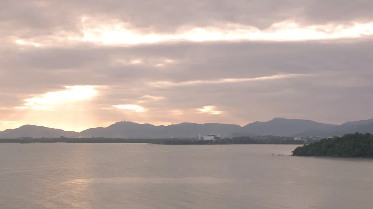 Siray sea bay from aerial view while raining from the sea bay