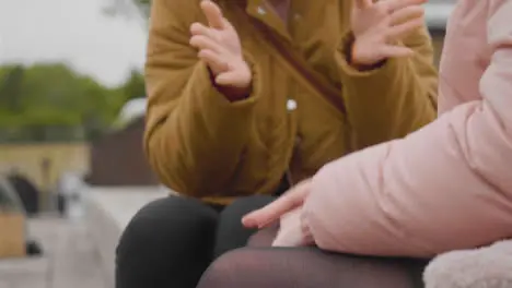 Mid Section Shot of Two Women Arguing In Public