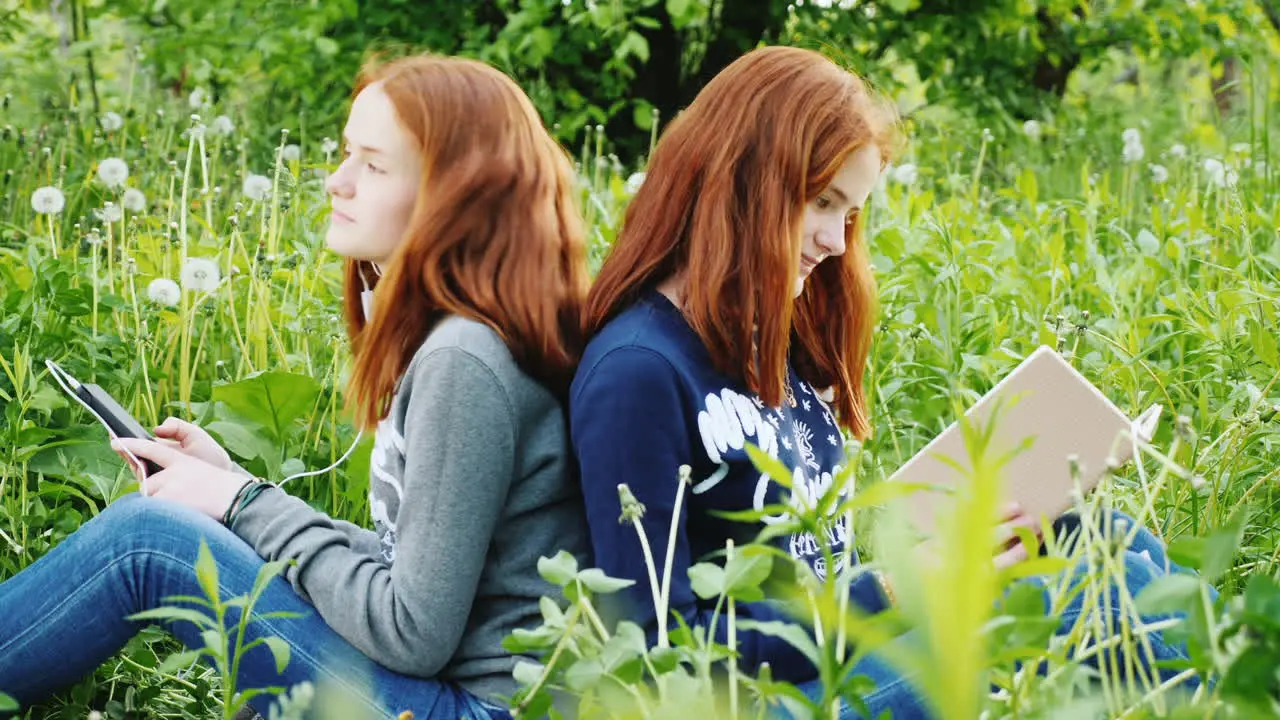 Two Twin Sisters Rest In The Park