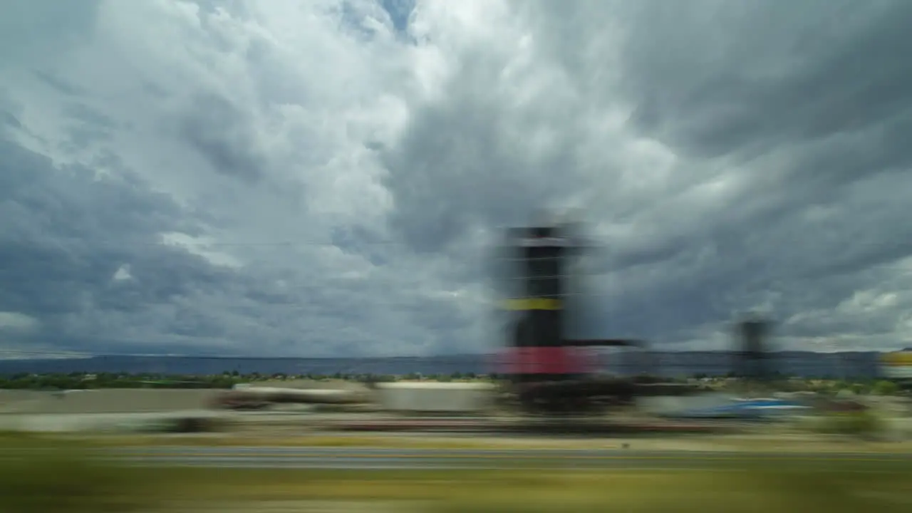 Hyperlapse of big Midwest clouds taken from a moving train