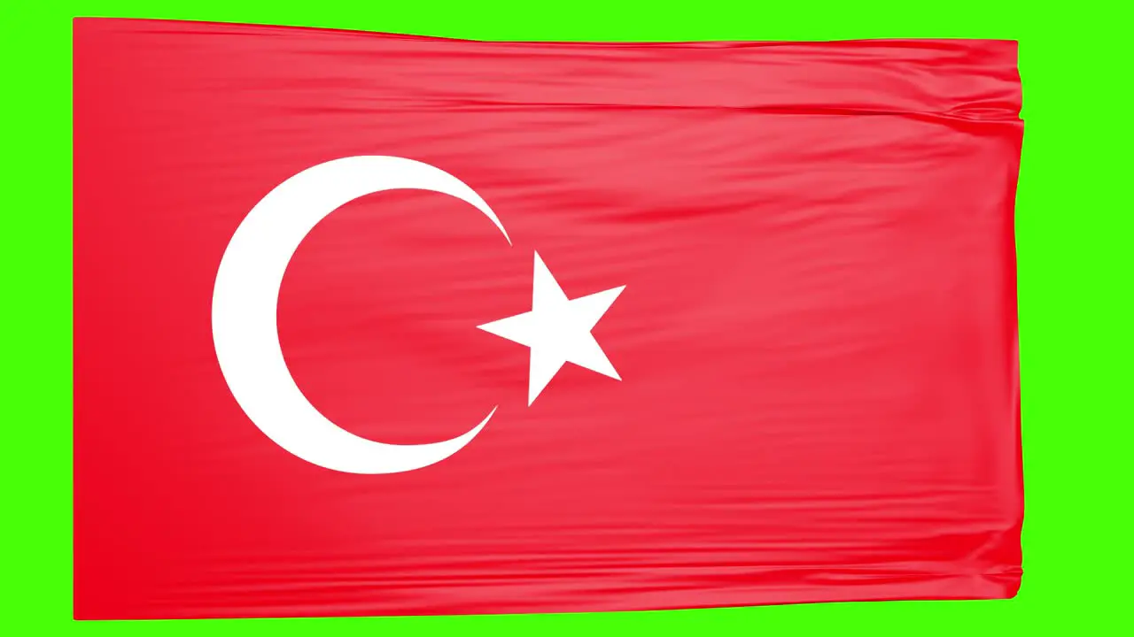 -Waving Turkish Flag -1920x1080 -On green screen -dalgalanan Türk bayrağ?