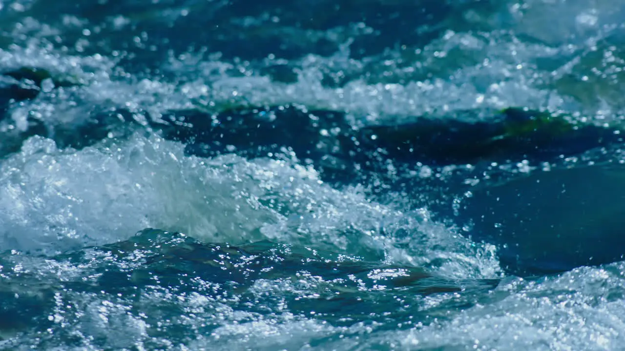 Slow Motion View Of Strong Current In River