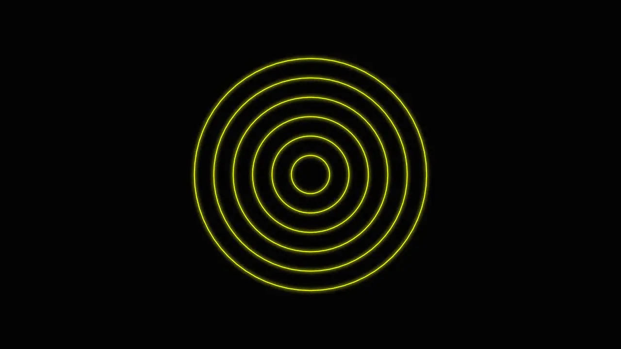 Spreading Yellow Circles Radio Wave Animation on Black Background Minimalist