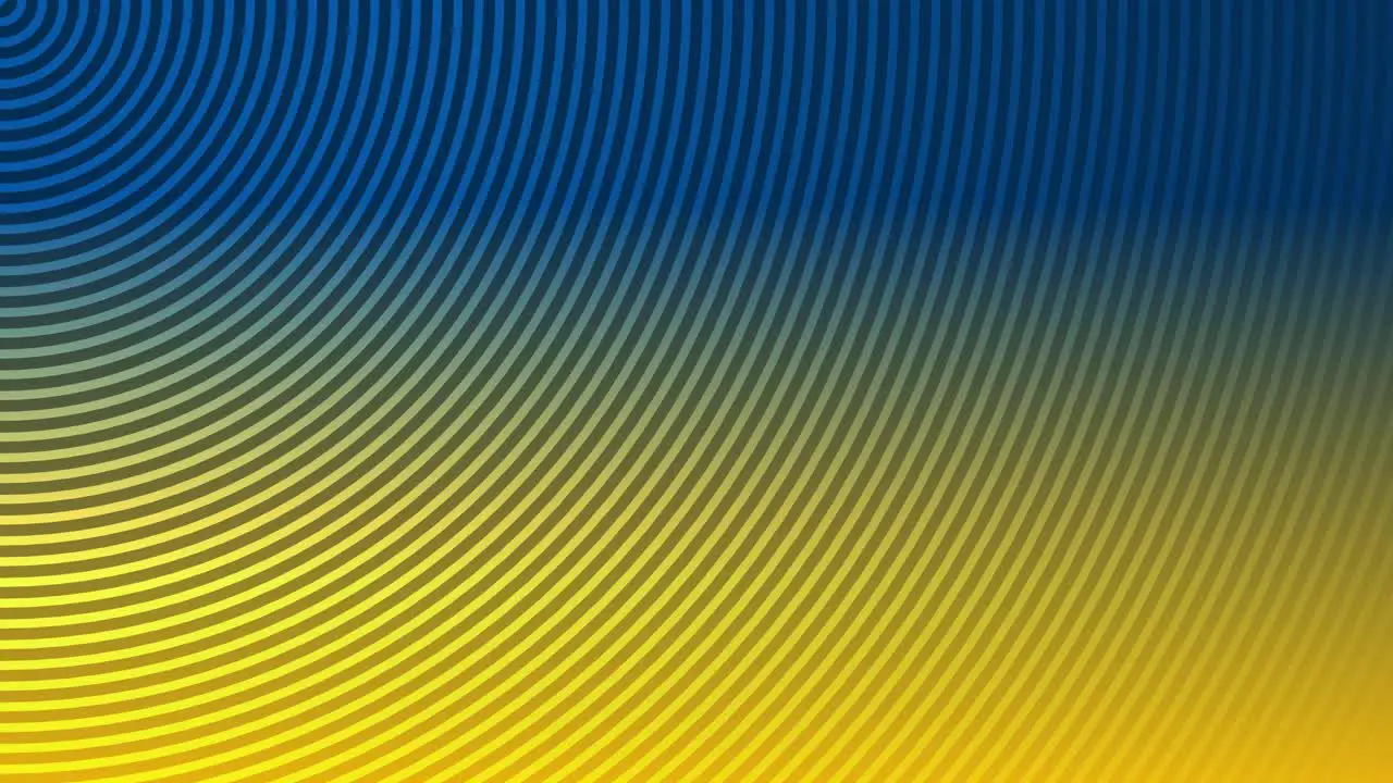 Animation background radial wave circular line motion graphics loop pattern design colour visual digital effect optical illusion beautiful 4K blue yellow