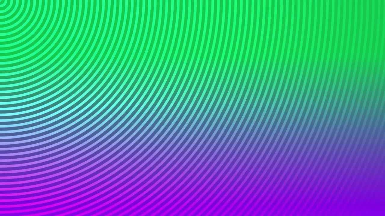 Animation background radial wave circular line motion graphics loop pattern design colour visual digital effect optical illusion beautiful 4K green purple