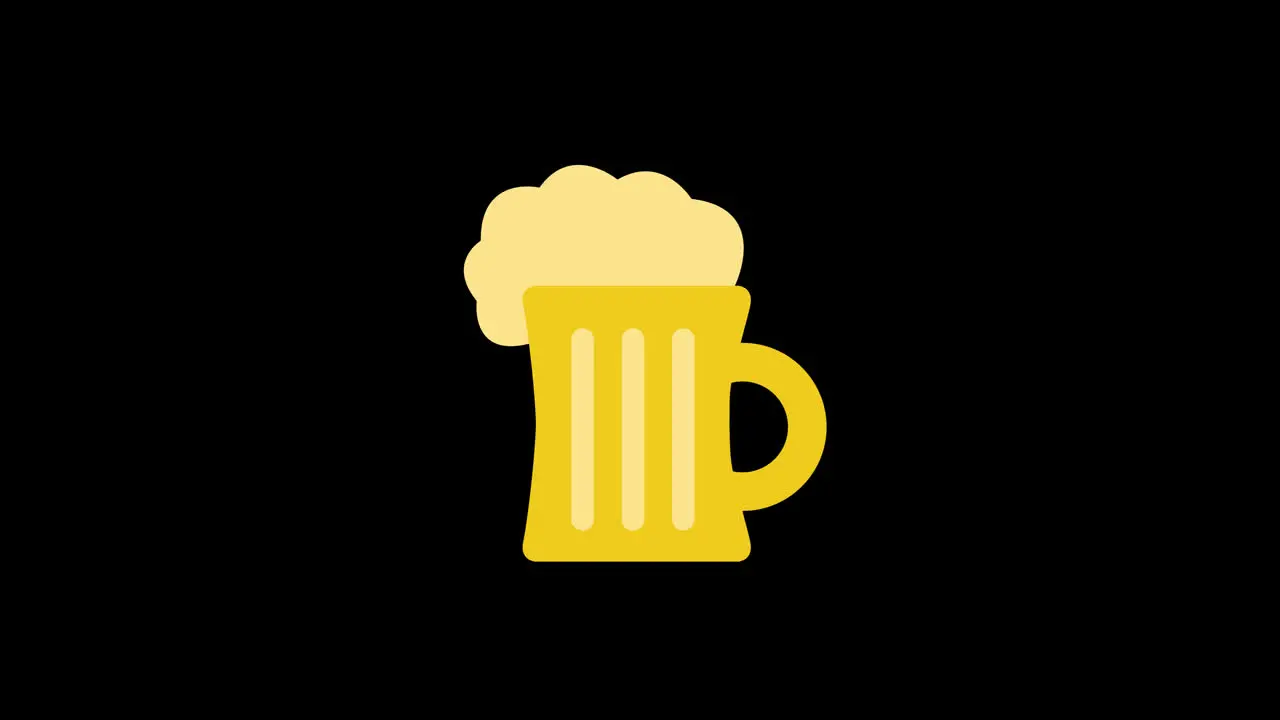 Beer mug icon motion graphics animation with alpha channel transparent background ProRes 444