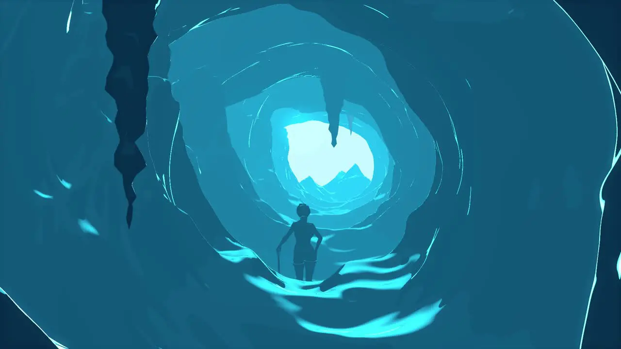 3d cave animation flat style