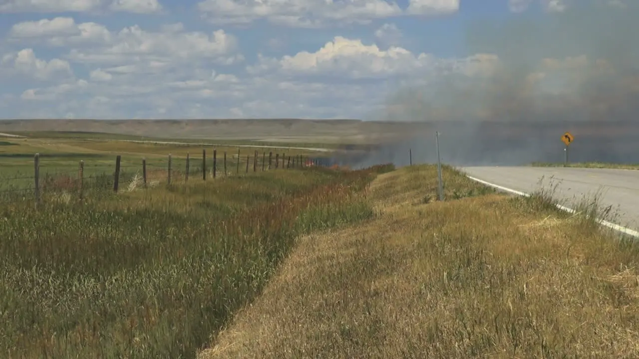 Montana grass fire by highway s