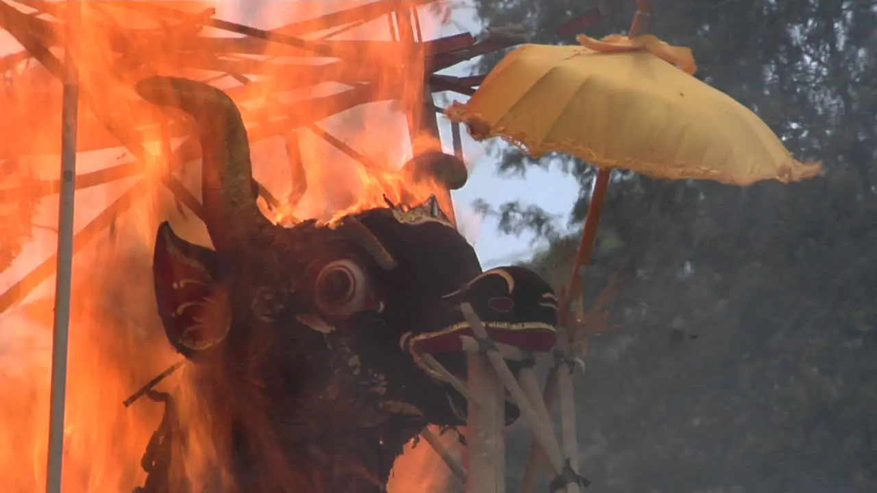 The Sarcophagus Burns In An Indonesian Cremation Ceremony