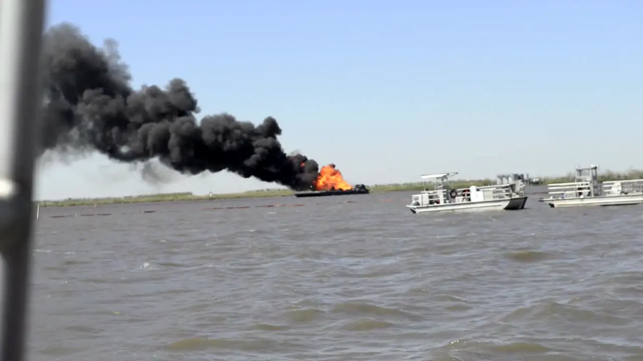 A Ship Burns Along A Shore