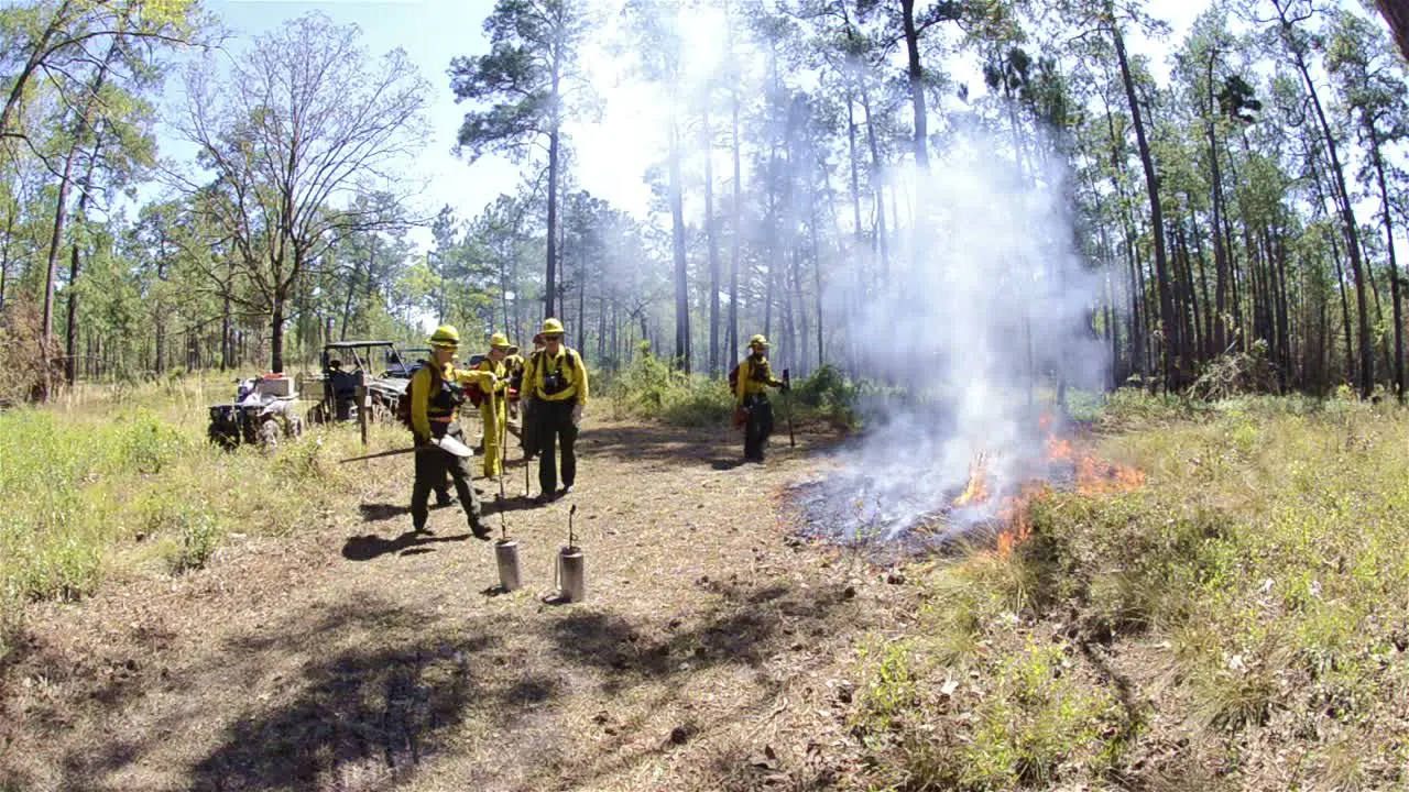 Fire crew starting a test fire for a prescribed burn near Baxley Georgia